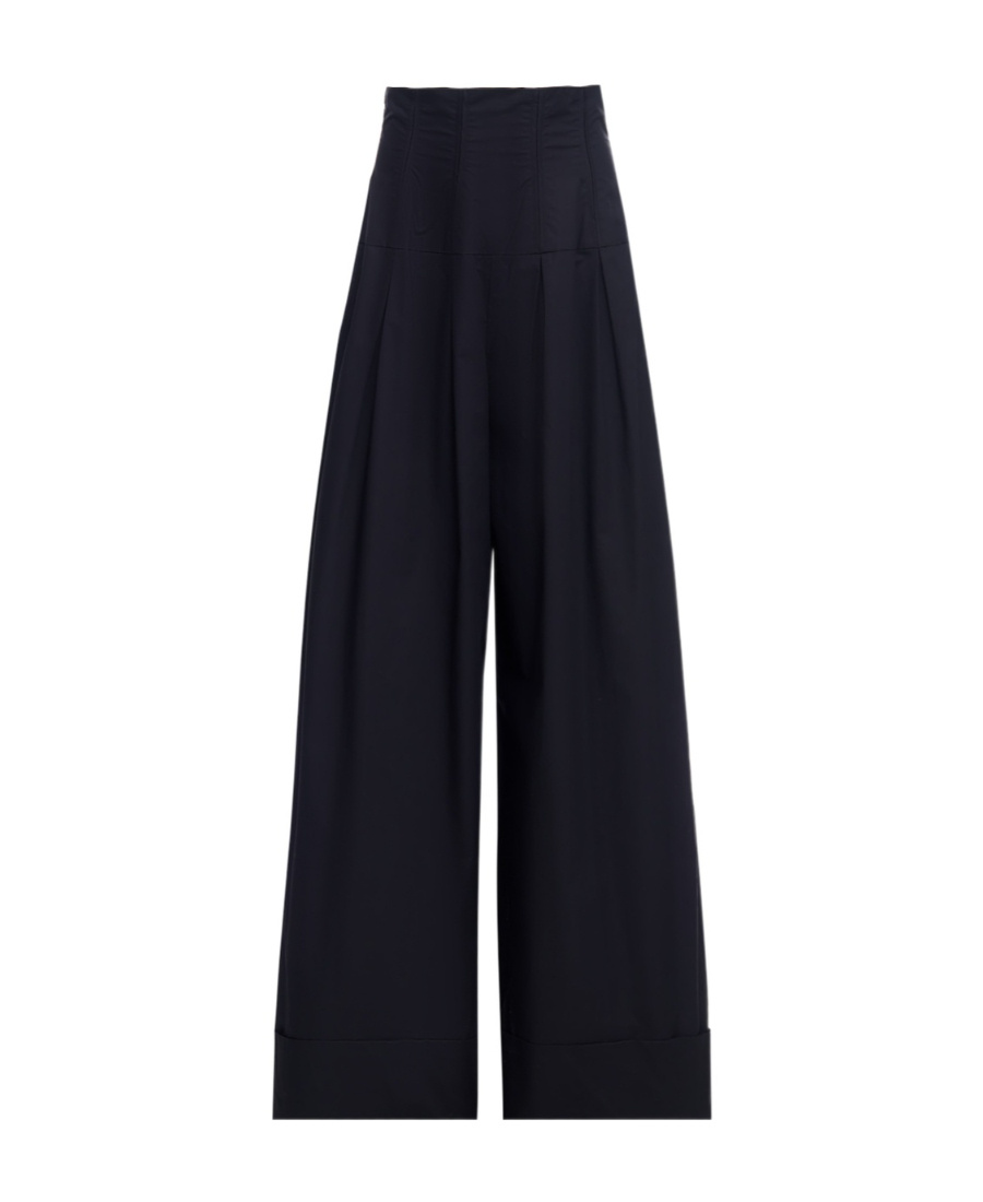 Rochas Pleated Wide-legged Casual Pants In Black