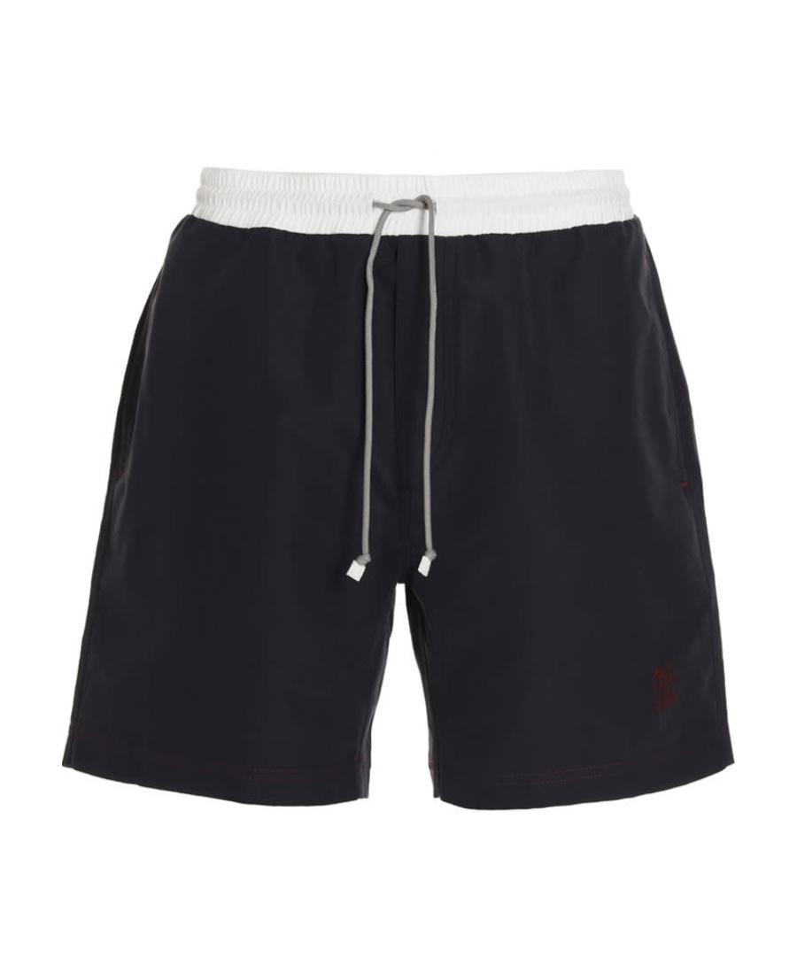 Brunello Cucinelli Two-tone Swimming Trunks In Black
