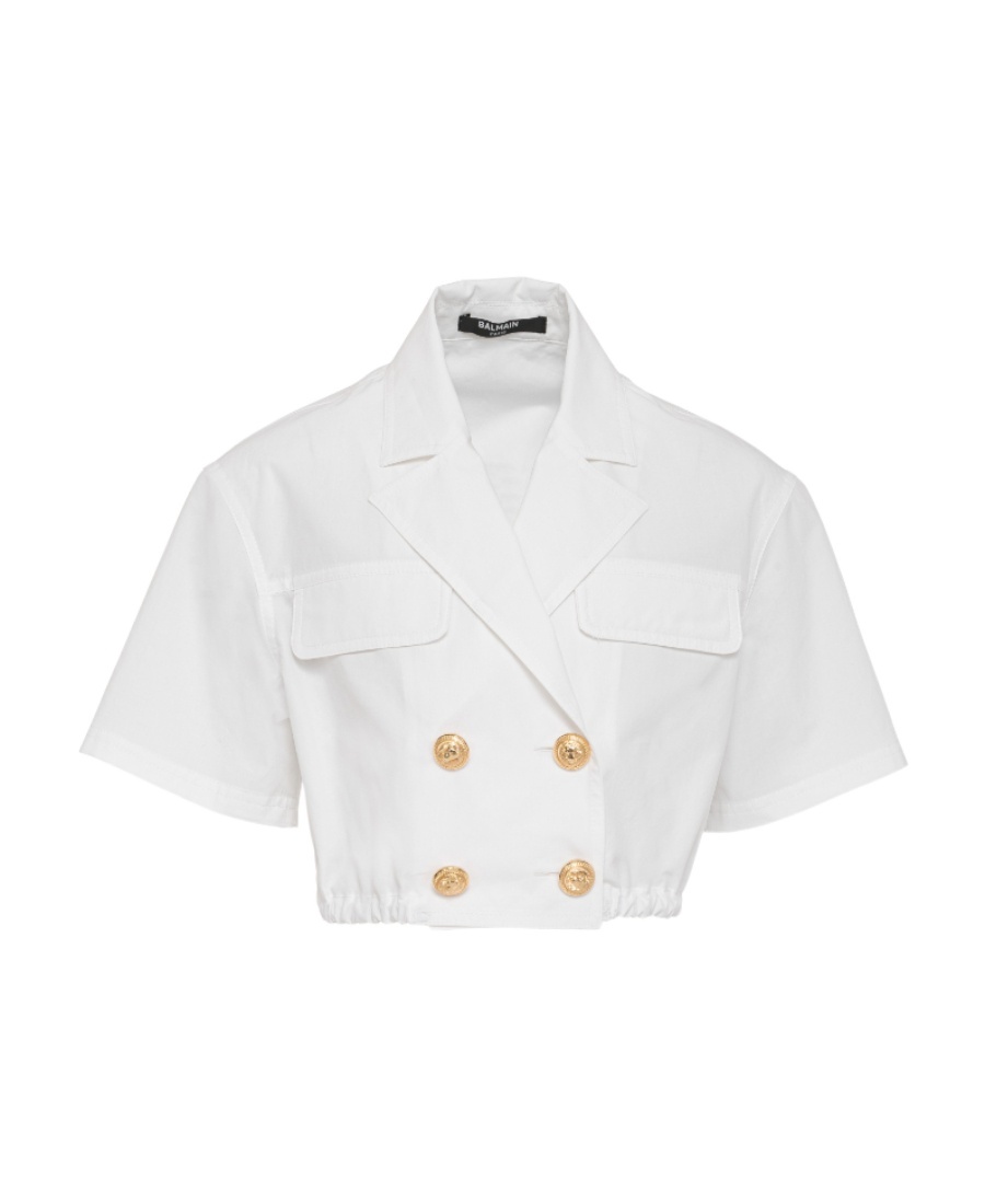 Shop Balmain A Short Sleeved Shirt In White