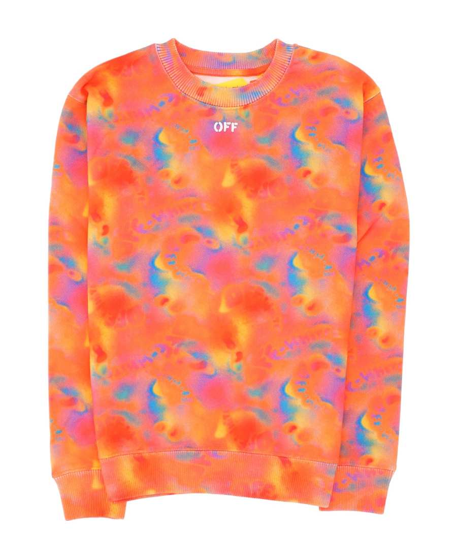Off-white Logo-print Tie-dye Sweatshirt In Orange