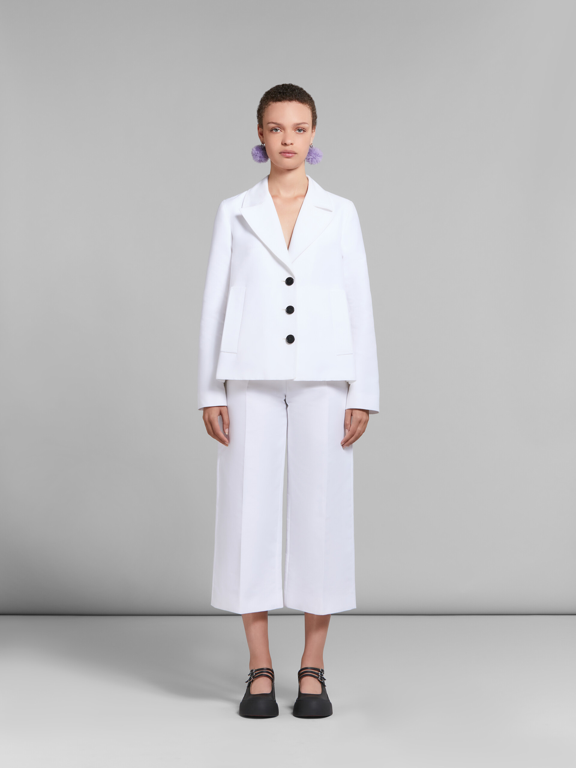 Marni Hip-lenght Single Breasted Buttoned Jacket In White