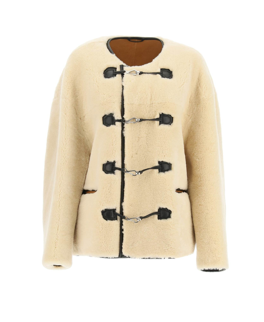 Shop Totême Teddy Shearling Jacket In Nude