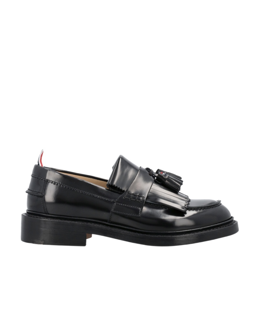 Thom Browne Rwb-tab Leather Loafers In Black