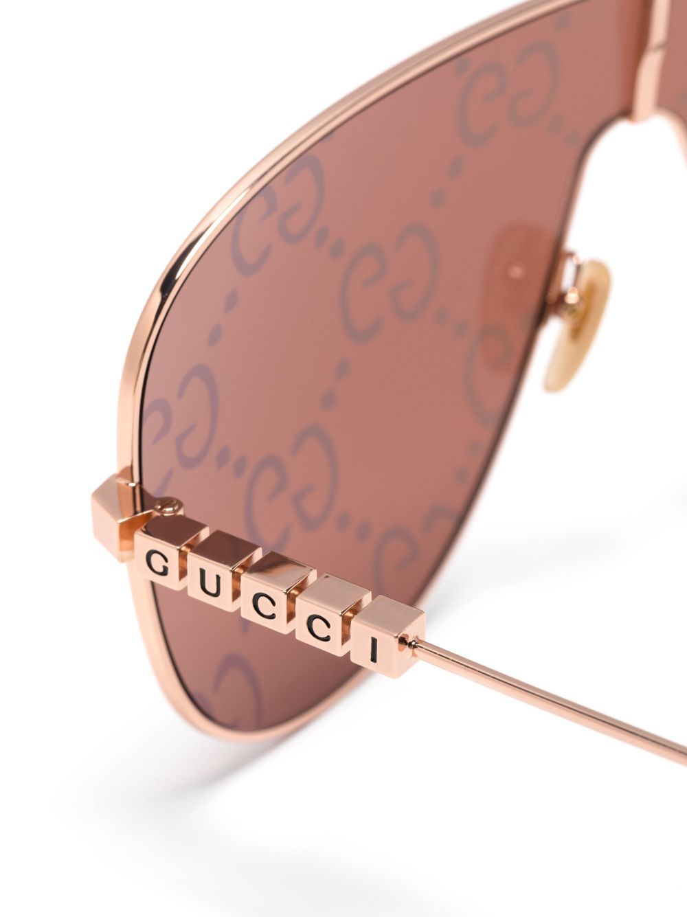 Gucci Red Logo-lettering Mask-frame Sunglasses In Pink