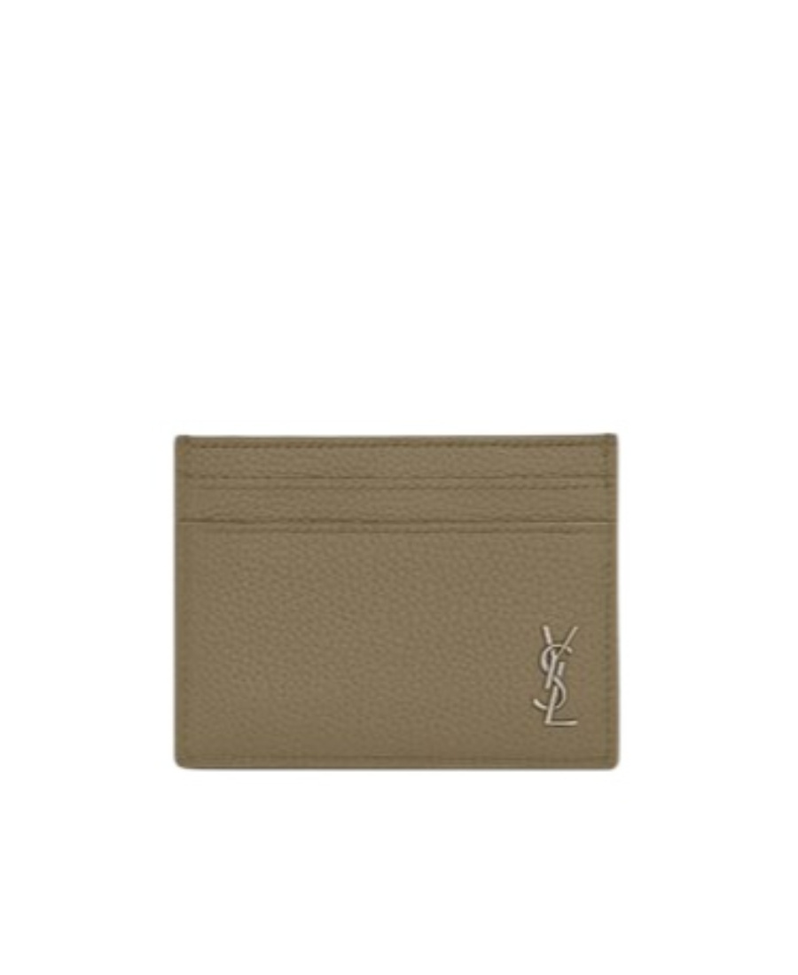 Saint Laurent Logo-plaque Detail Card Holder In Green