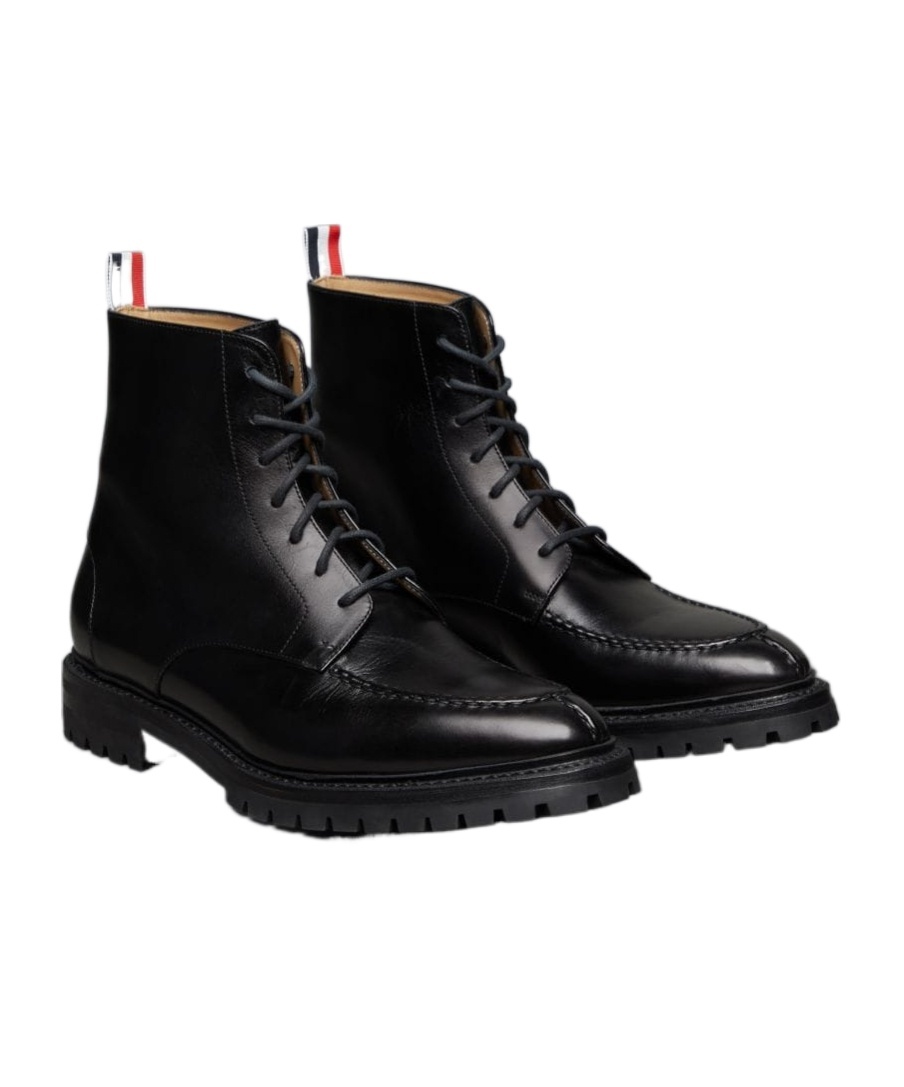 Thom Browne Black Commando Sole Apron Stitch Boots In Black
