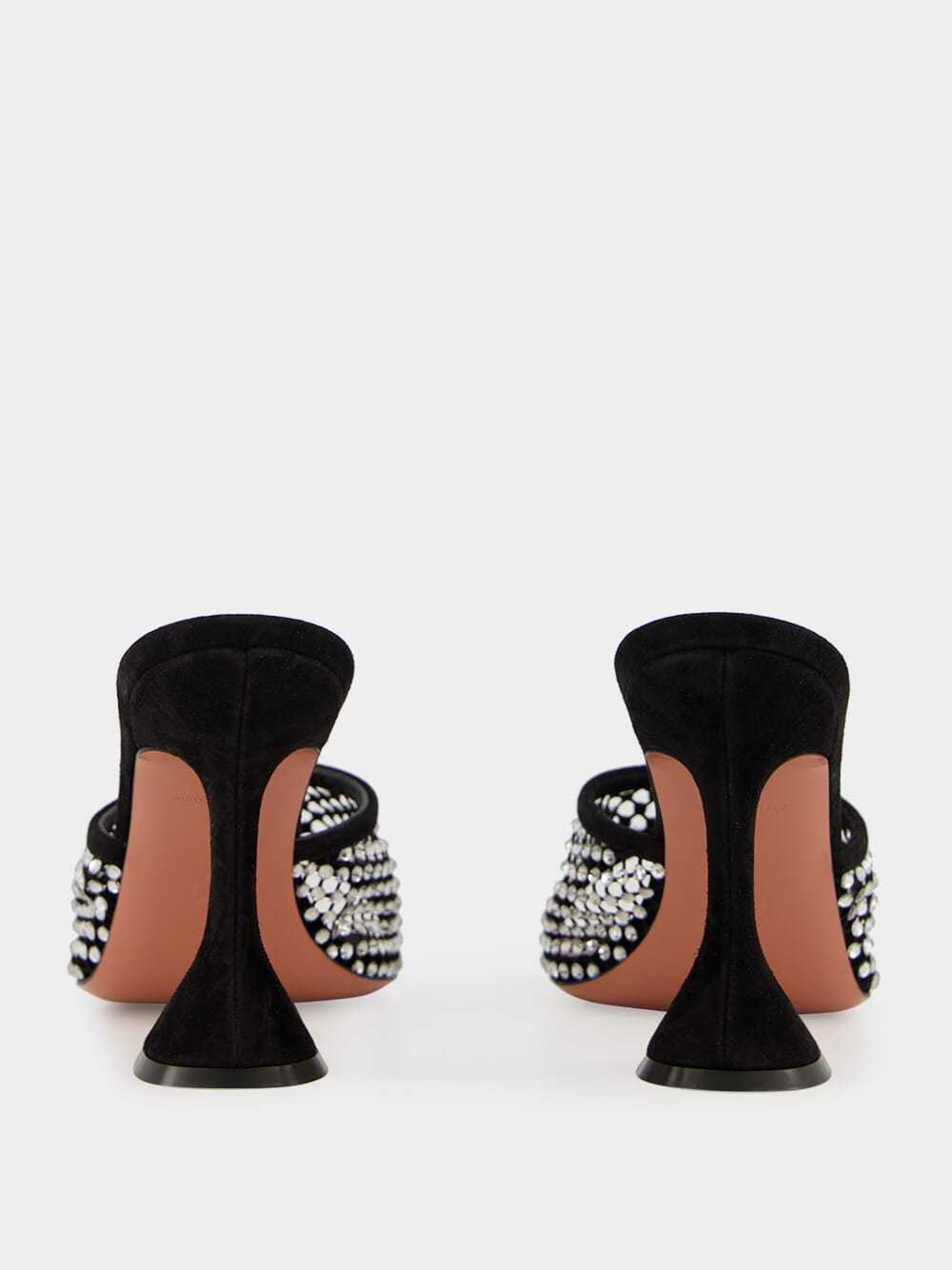 Amina Muaddi Lupita Crystal Mesh High-heeled Sandals In Black