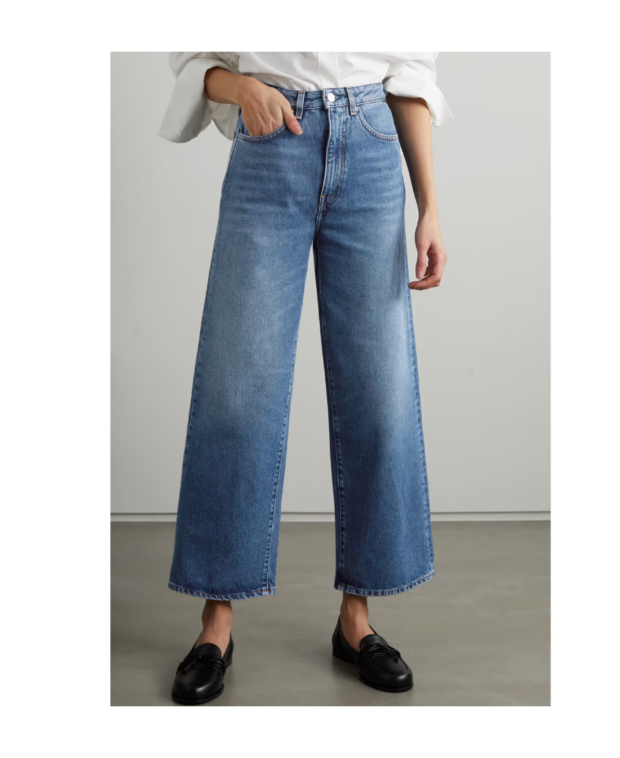Totême Organic Cotton Cropped Flared Jeans In Blue