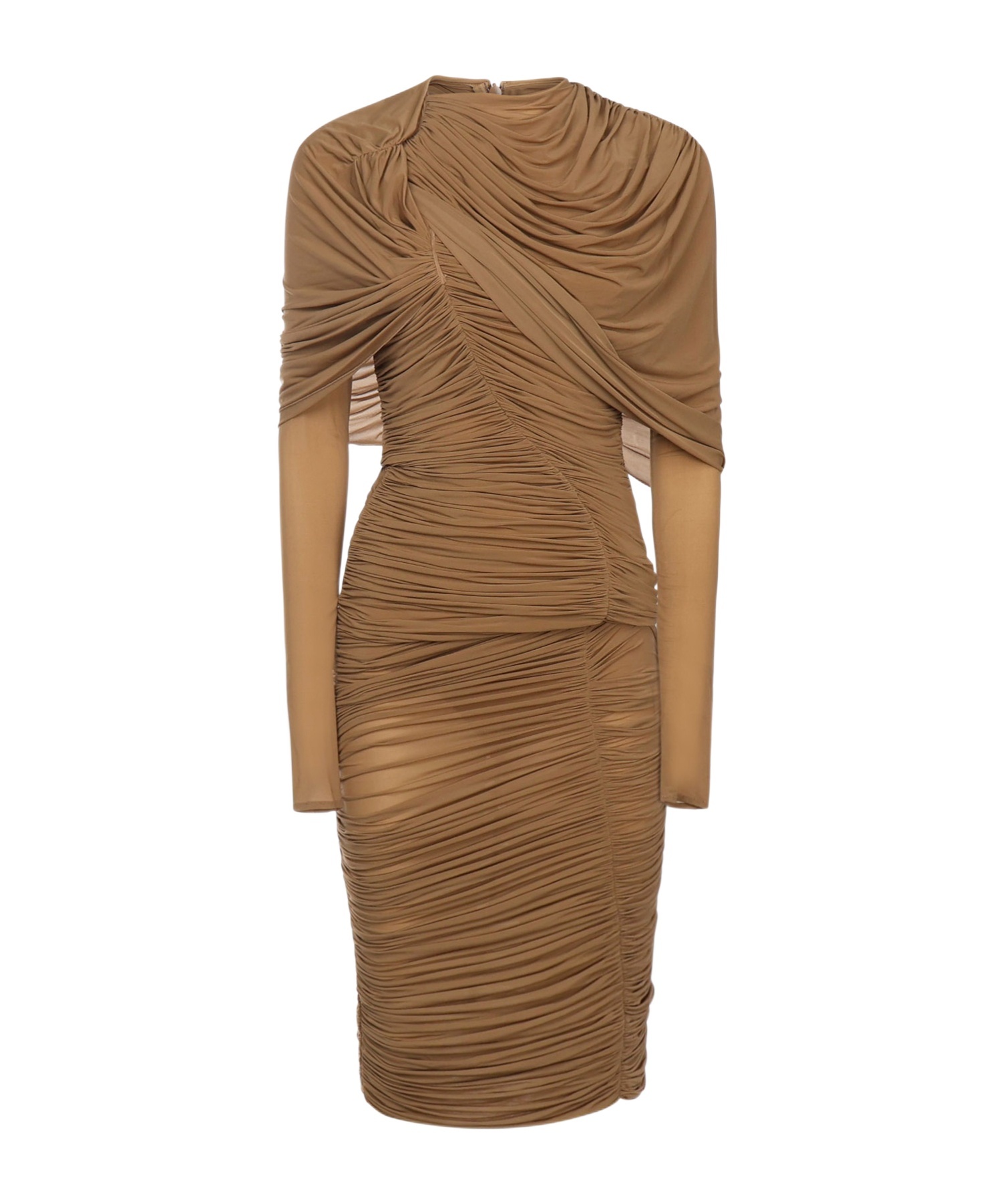 Magda Butrym Dress 17 In Taupe Polyamide Polyester In Brown