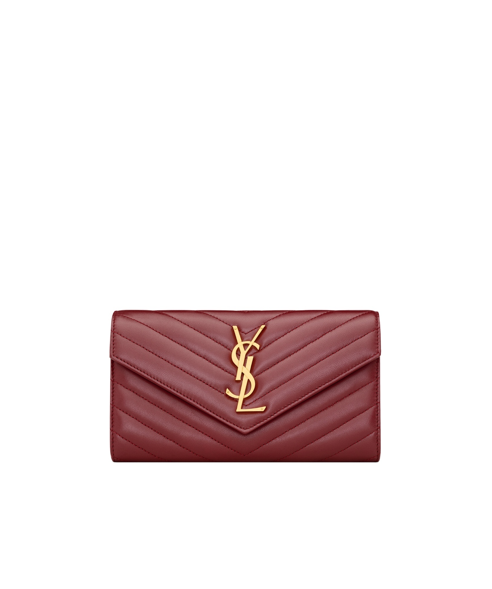 Saint Laurent Ysl Monogram Large Envelope Flap Wallet In Smooth Leather In Red
