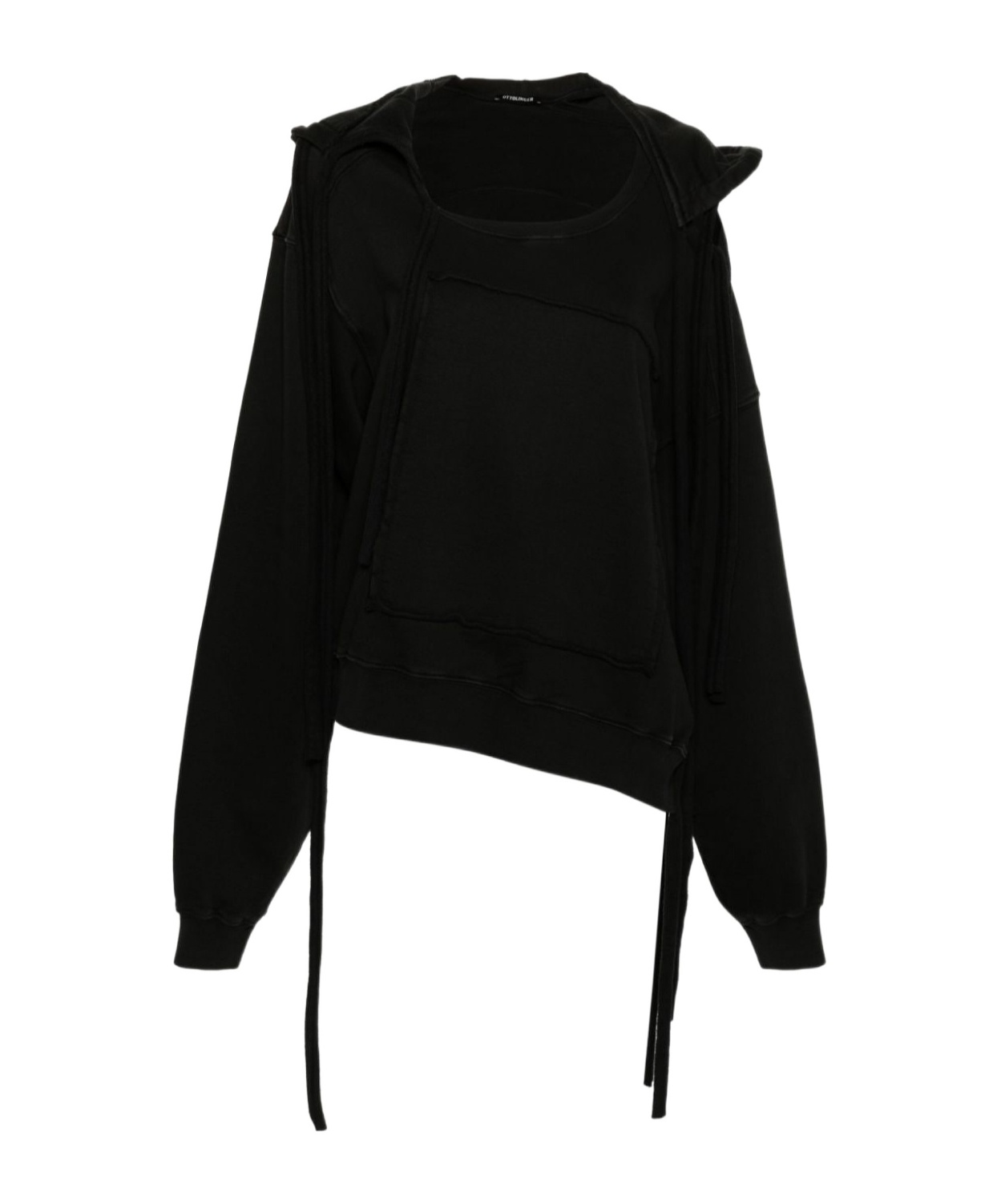 Ottolinger Deconstructed Cotton Hoodie In Black