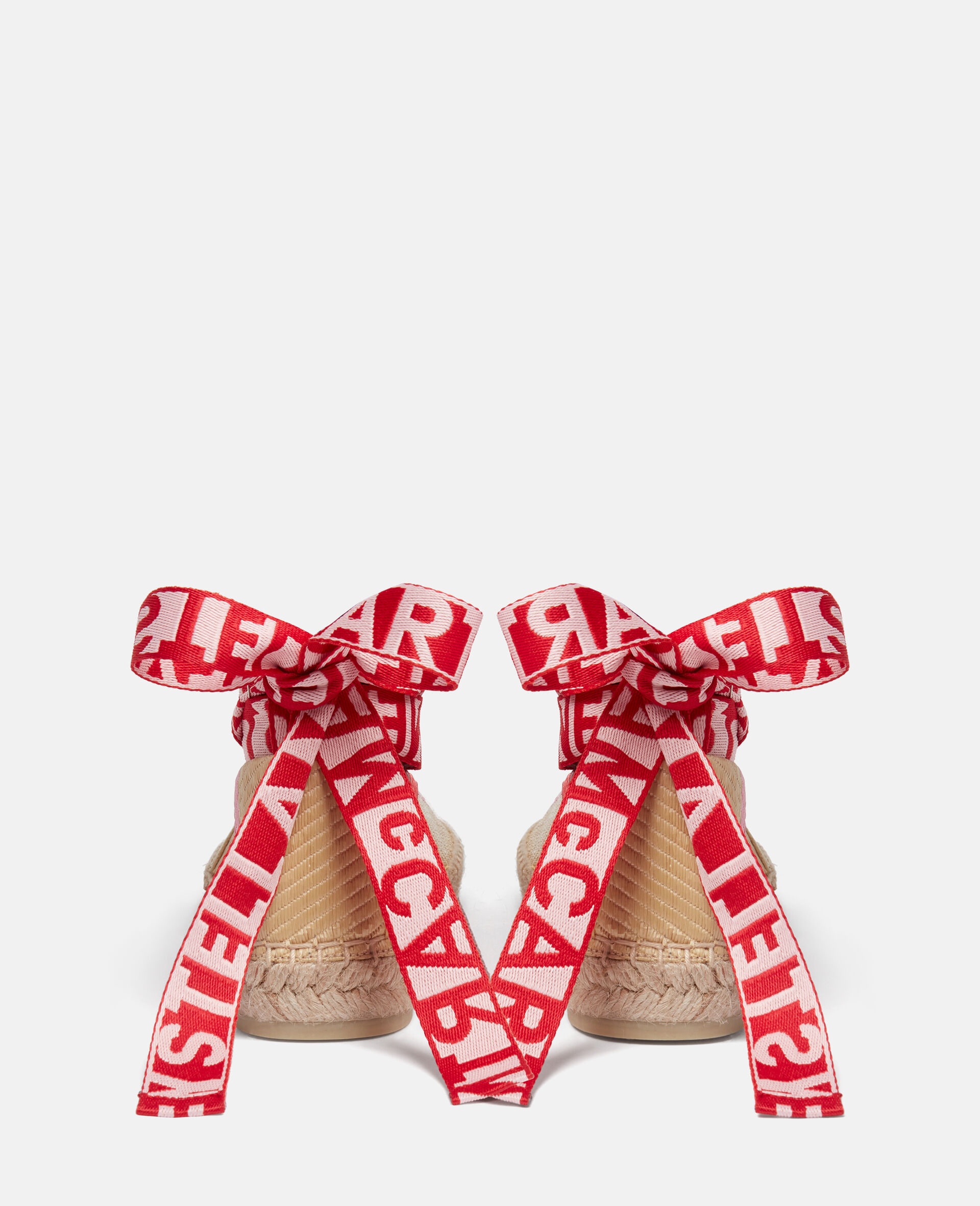 Stella Mccartney + Net Sustain Gaia Embroidered Striped Raffia Espadrilles In Nude