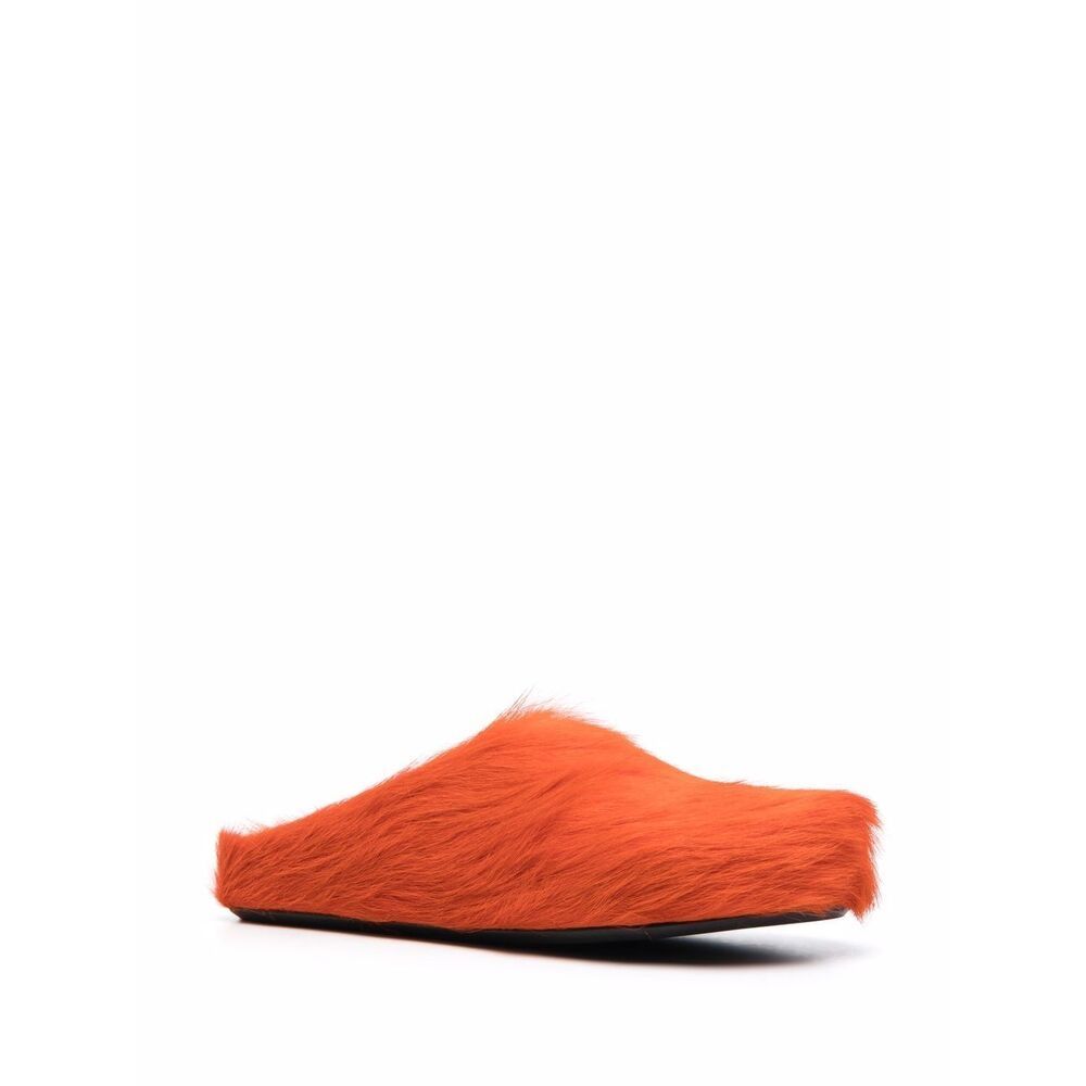Marni Men Fussbett Sabot Hairy Mules In Orange