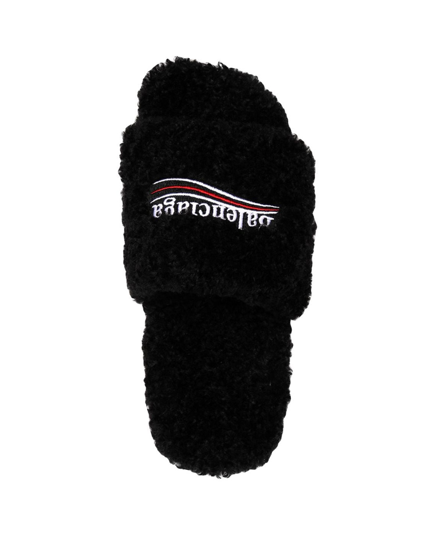 Shop Balenciaga Sandali Furry Slide Da Donna In Nero In Black