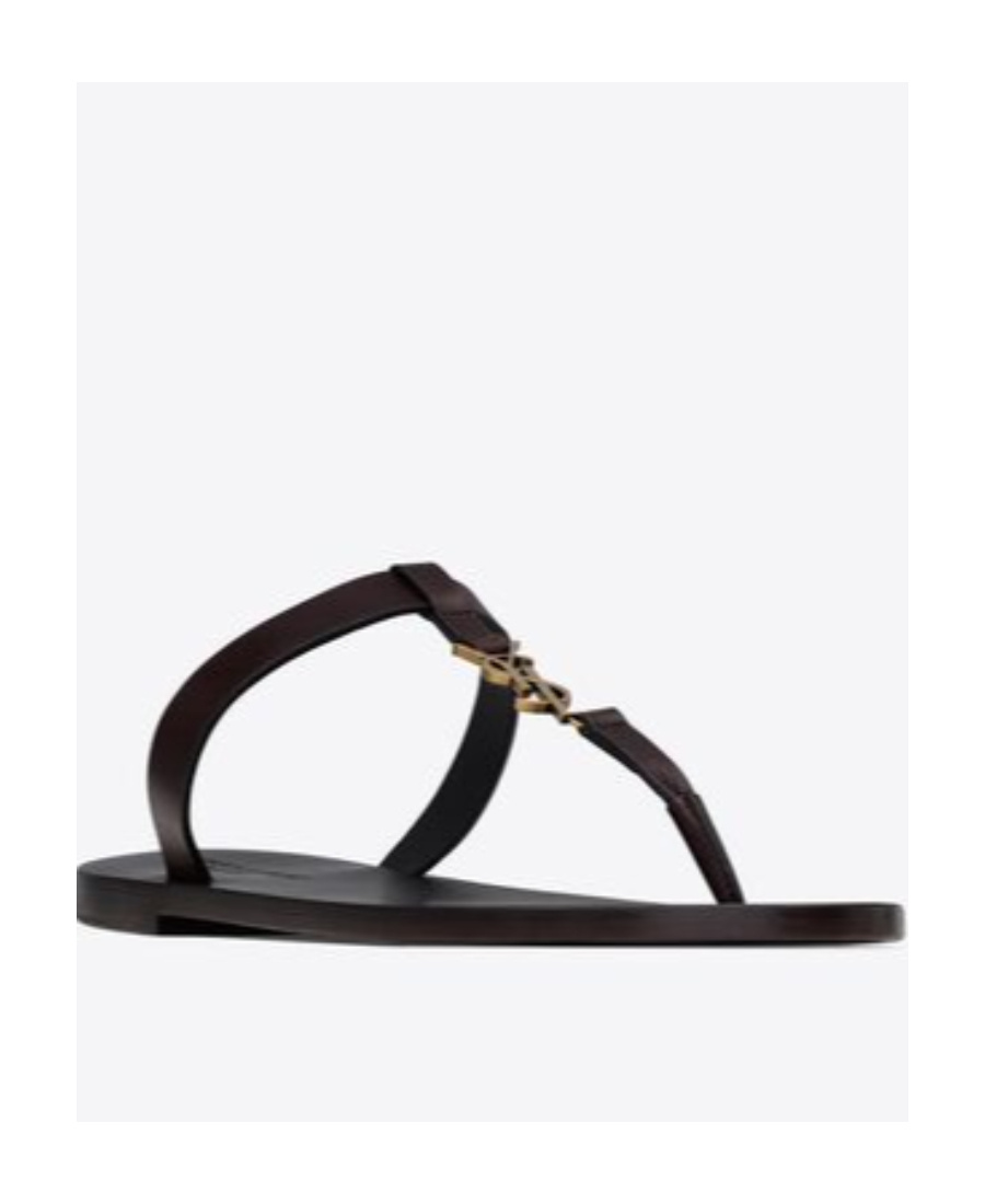 Shop Saint Laurent Cassandre Slides In Smooth Leather In Black