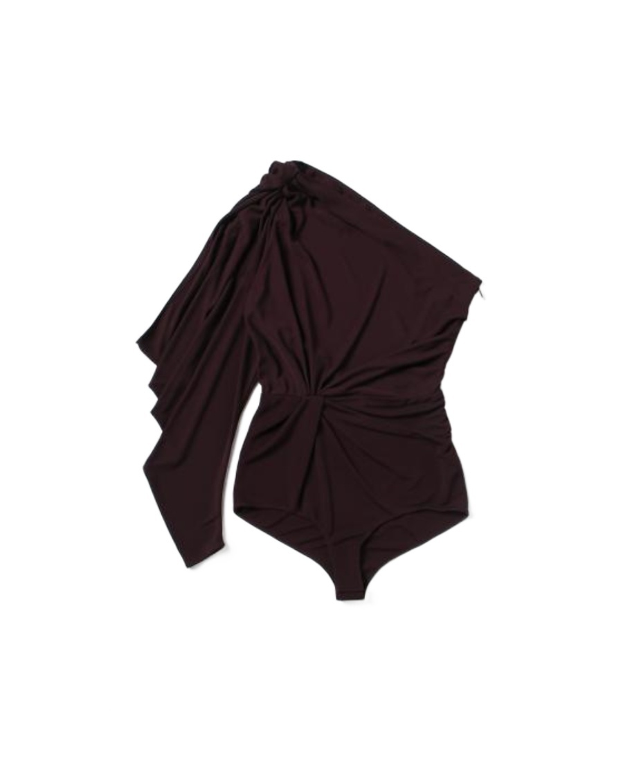Saint Laurent One-shoulder Asymmetric Bodysuit In Black