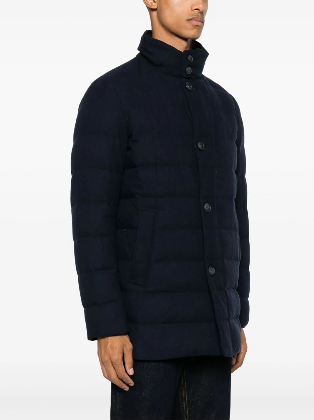 Herno Quilted Jacket With High Collar And Pockets In Black