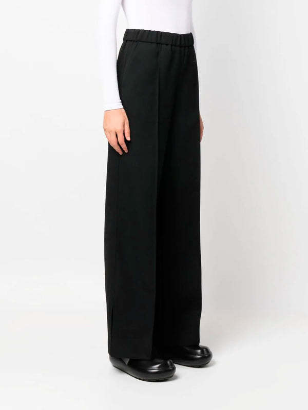 Jil Sander Pressed-crease Wool Straight Trousers In Black