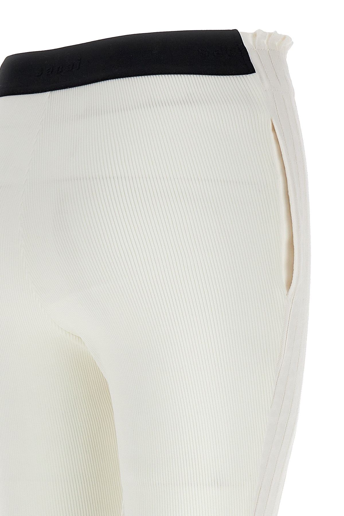 Sacai Pleated Cropped Trousers In White