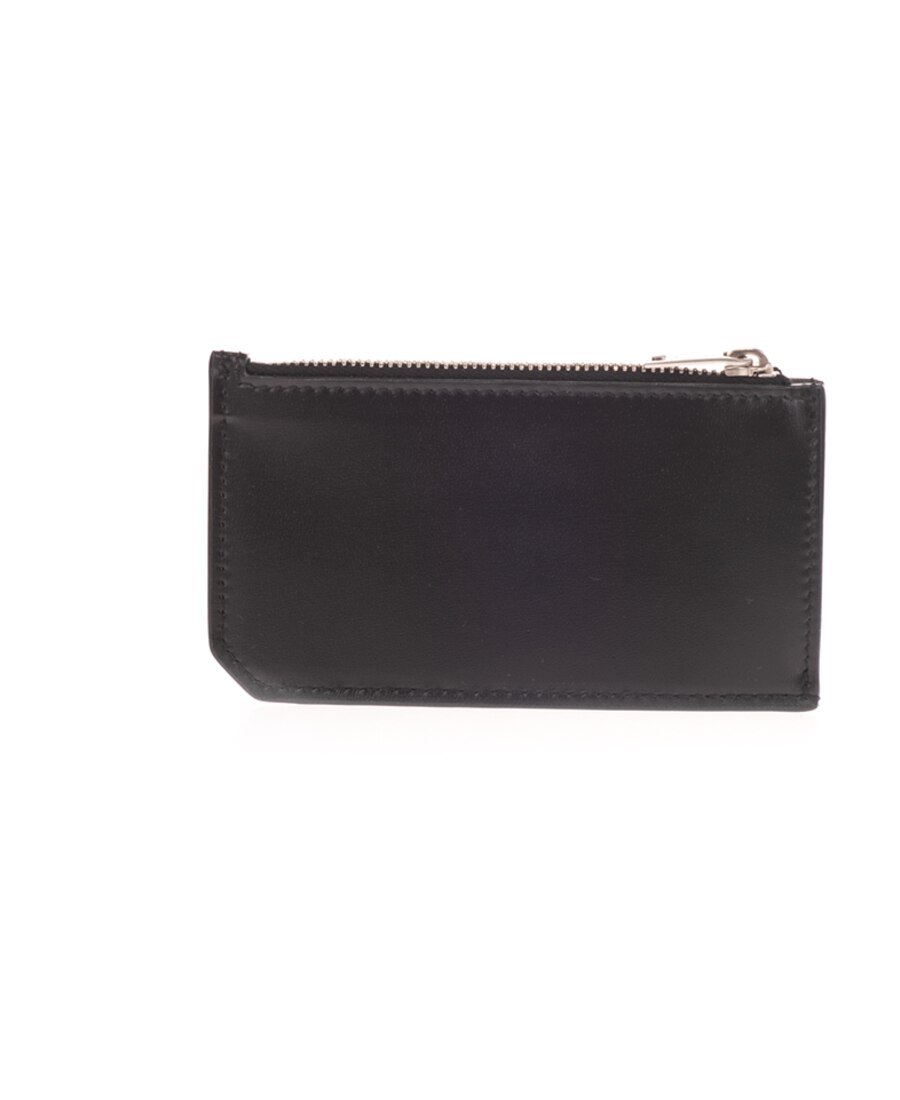 Saint Laurent Tiny Cassandre Fragments Cardholder In Black
