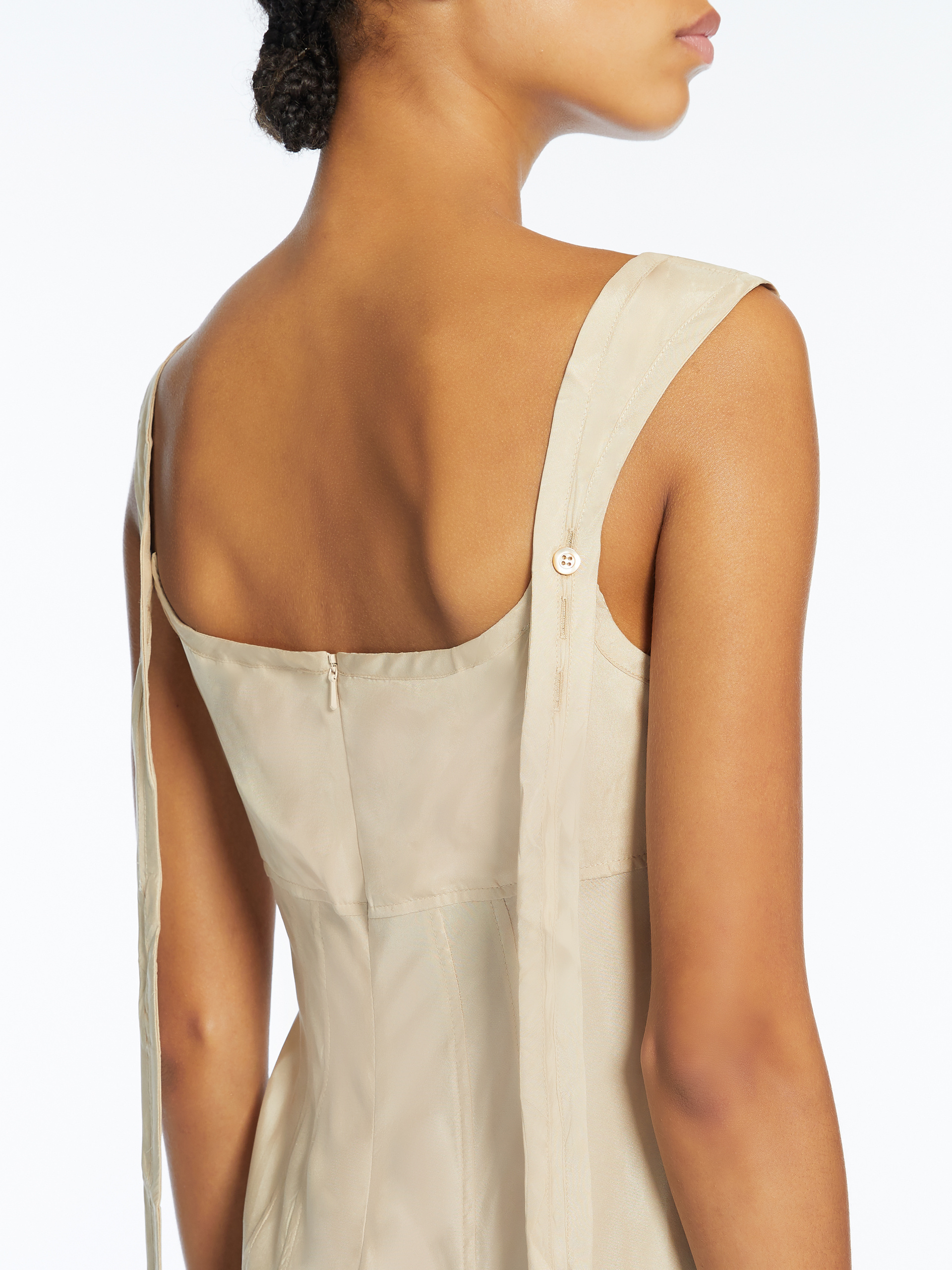 Sportmax Silk Cora Midi Dress With Lace-up Detail In Nude
