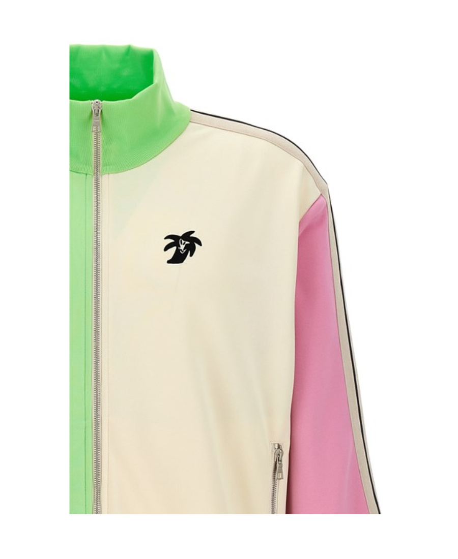 Palm Angels Multicolor Colorblock Track Sweatshirt In Green