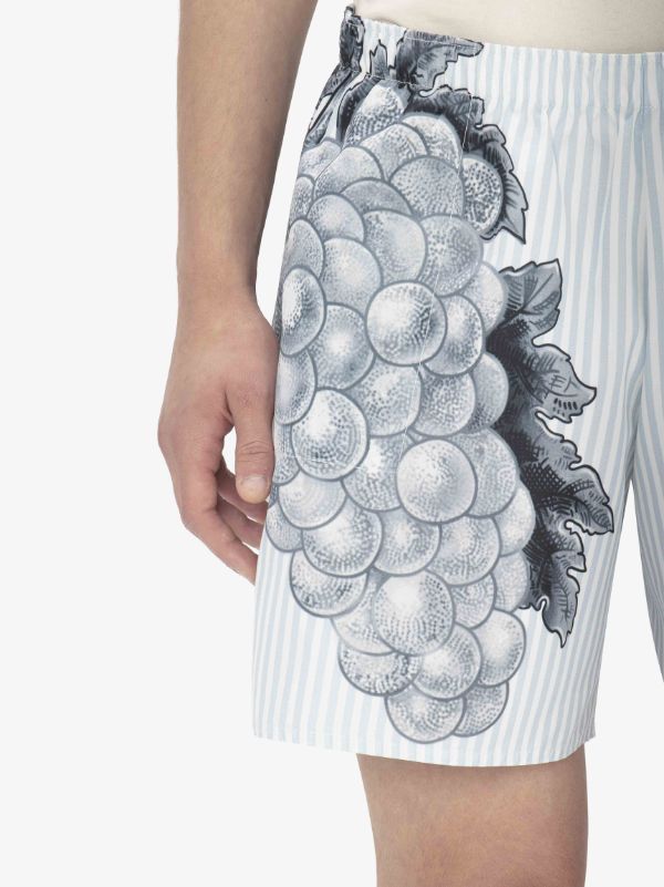 Jw Anderson Graphic-print Striped Swim Shorts In Gray
