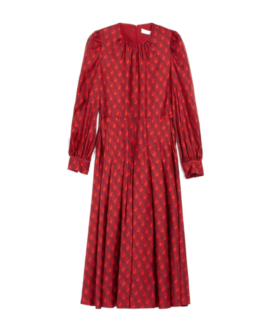 Max Mara Printed Silk Dress In Red