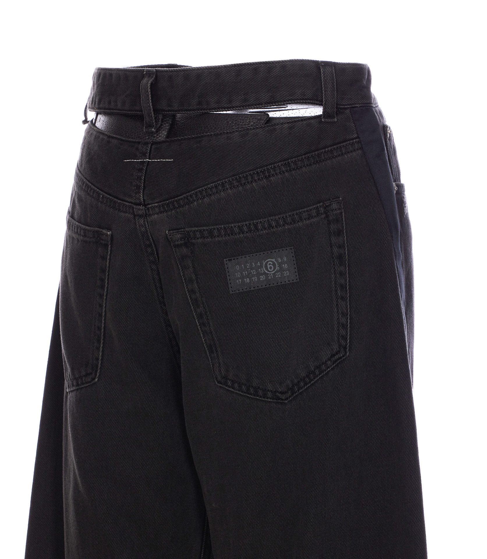 Mm6 Maison Margiela Cotton Pants With Oversize Draped Effect In Black