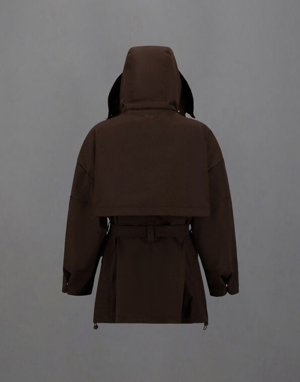 Herno Hooded Belted Jacket In Brown