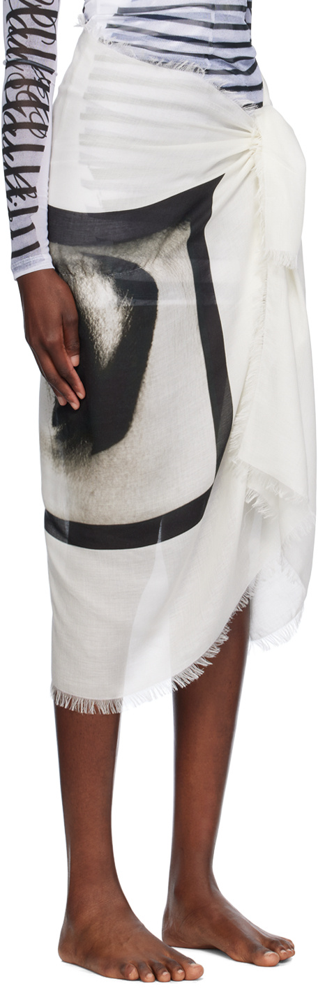Jean Paul Gaultier Eyes And Lips Printed Pareo In White
