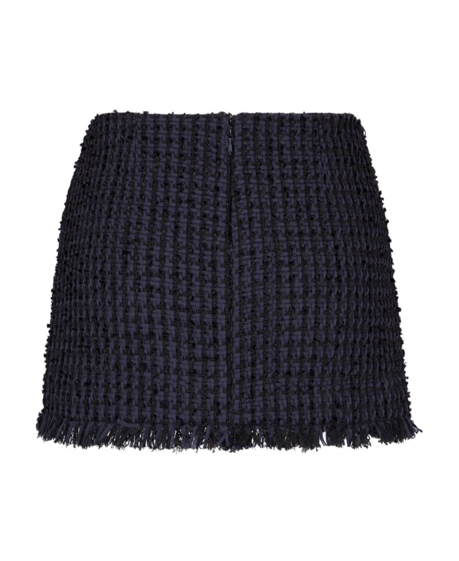 Dsquared2 Textured Fabric Fringe Hem Miniskirt With Front Slit In Black