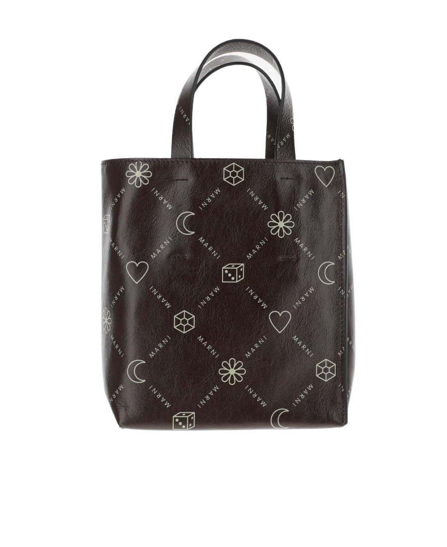 Marni All-over Logo-print Tote Bag In Black