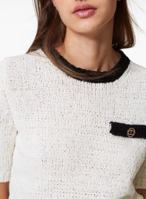 Twinset Oval T Button Cropped Jumper