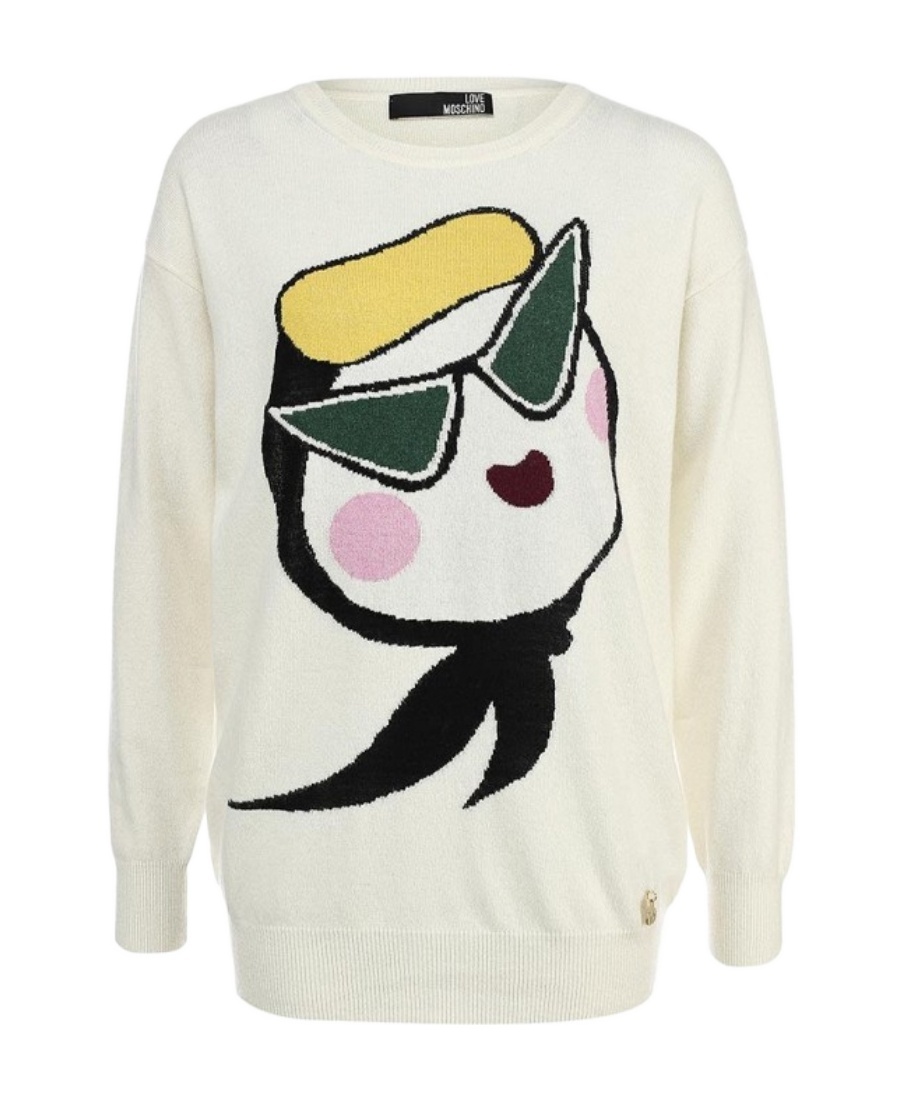 Moschino Long-sleeved Sweater In Multicolor