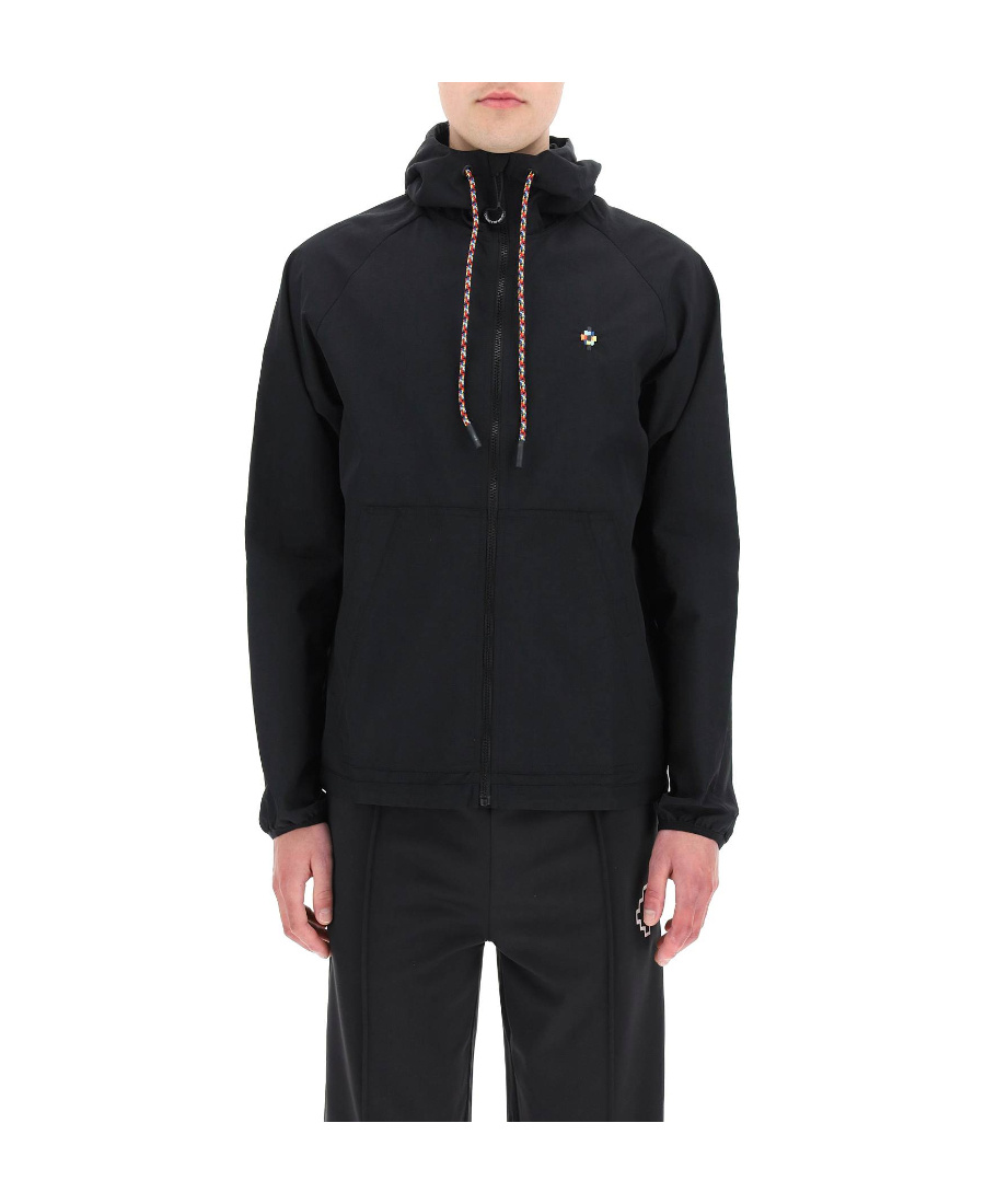 Marcelo Burlon County Of Milan Black Lightweight Windbreaker Jacket In Black