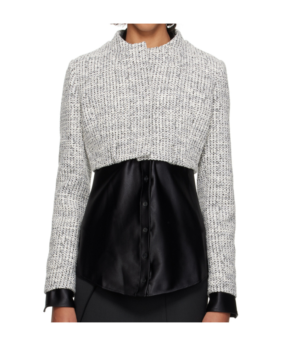 Coperni Cropped Round Collar Casual Jacket In Black
