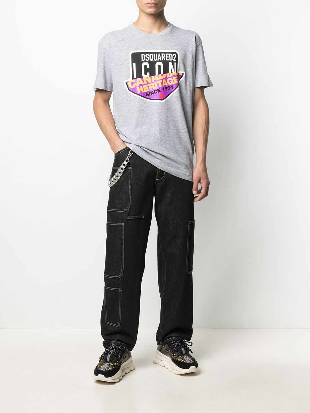 Dsquared2 Logo Print T-shirt In Gray