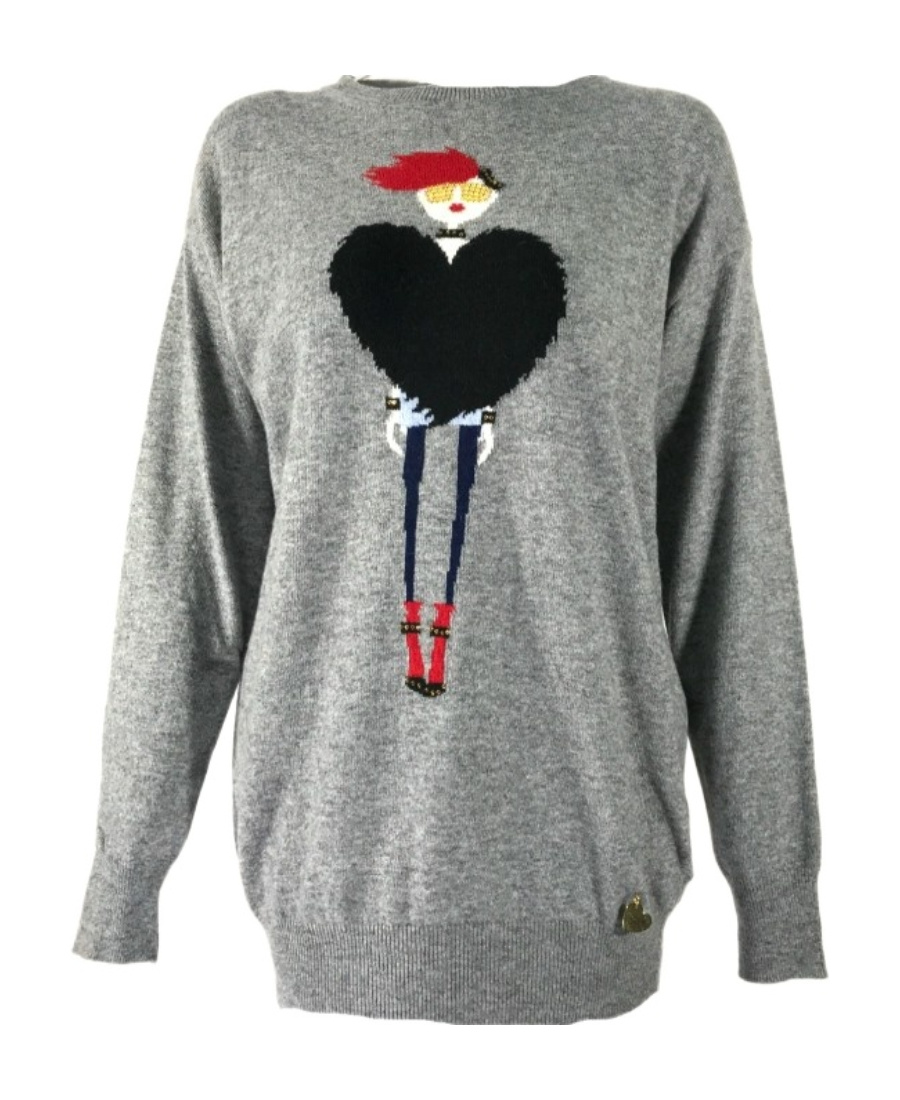 Moschino Long-sleeved Sweater In Gray