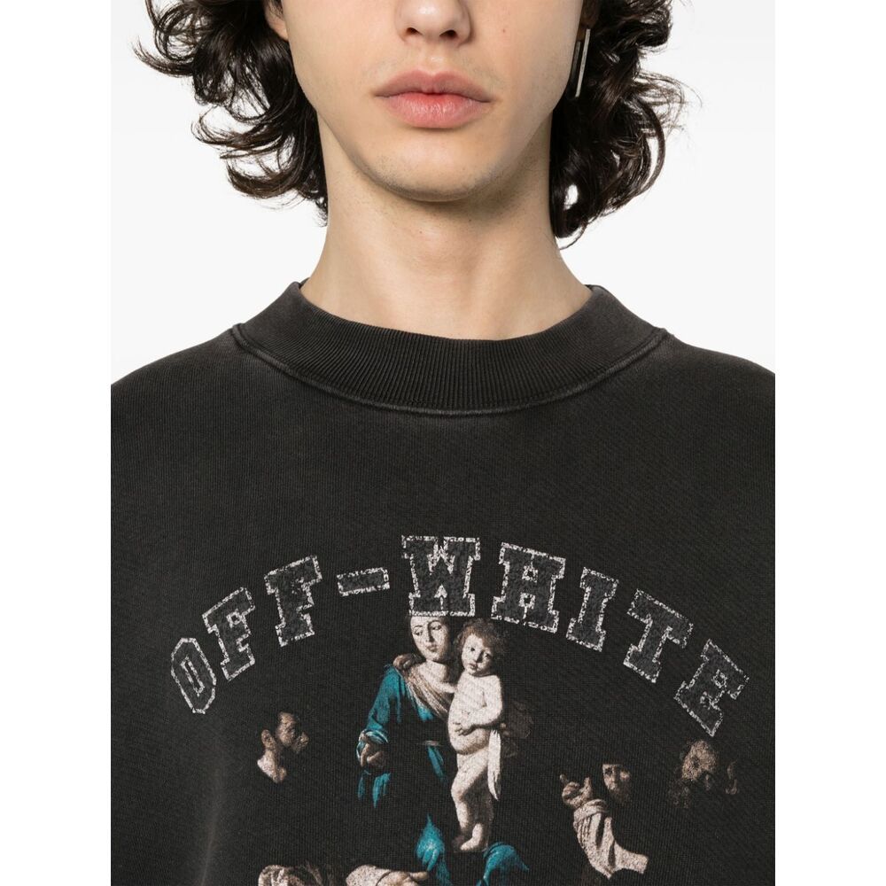 Off-white Caravaggio Mary Skate Logo Hoodie In Green