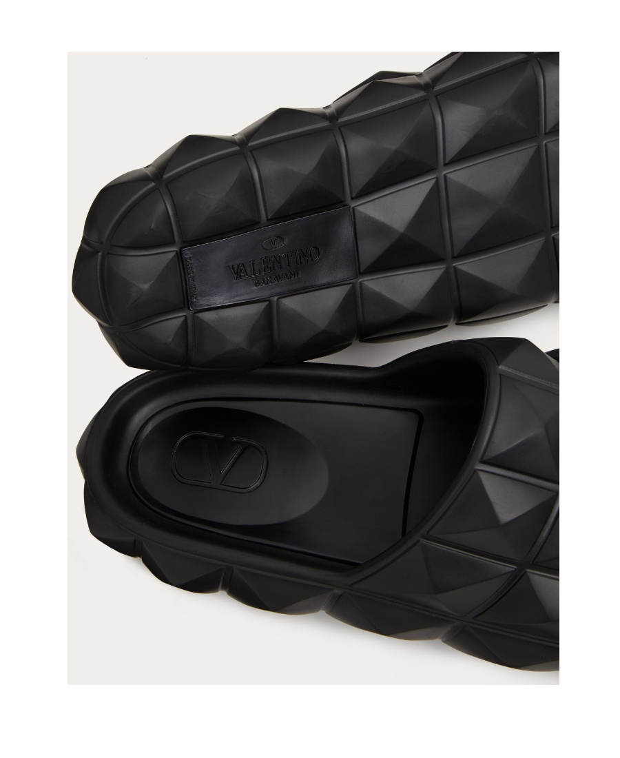 Valentino Roman Stud Turtle Slide Sandal In Black