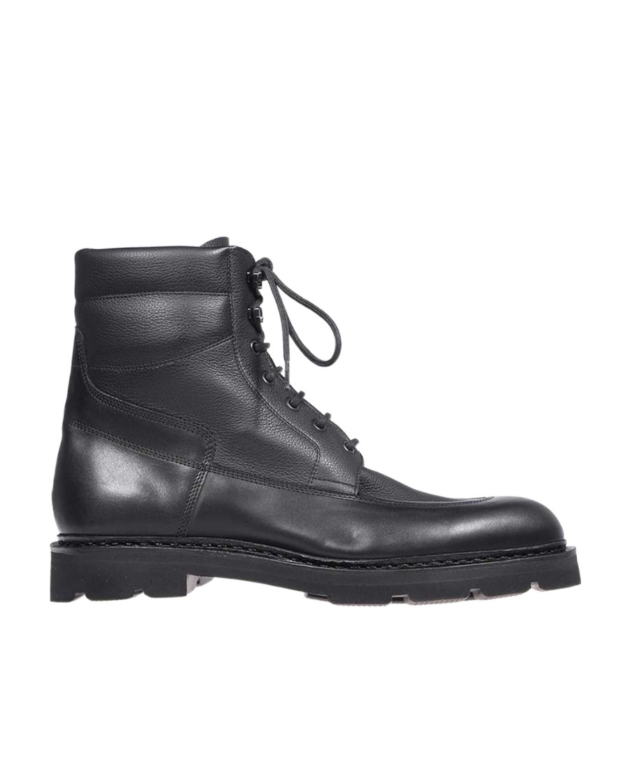 John Lobb Round Head Lace-up Boots In Black