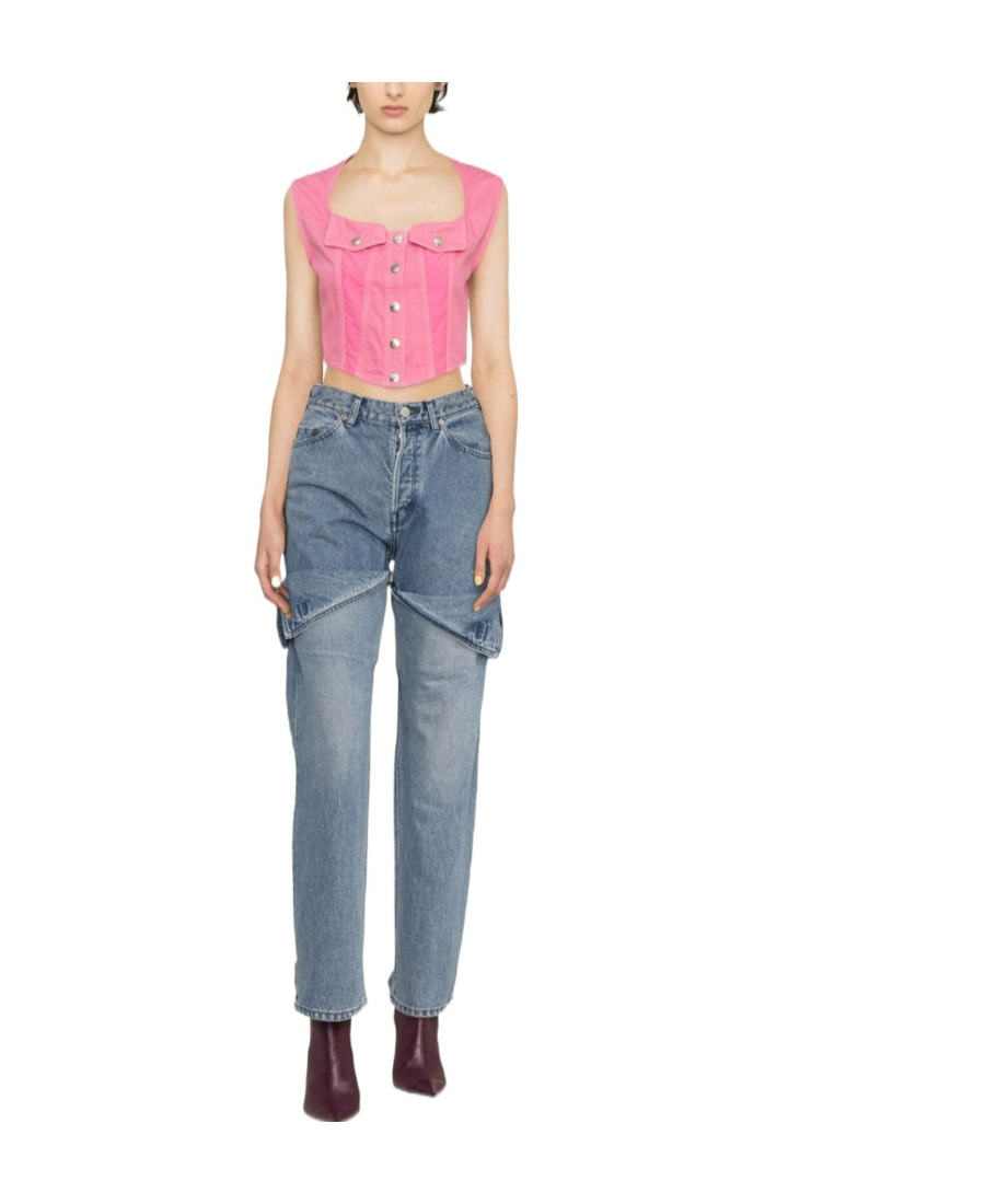 Ambush Denim Top In Pink