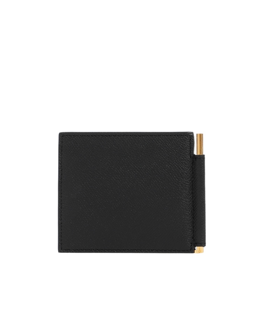 Tom Ford Folded Card Holder Textured Finish In Black