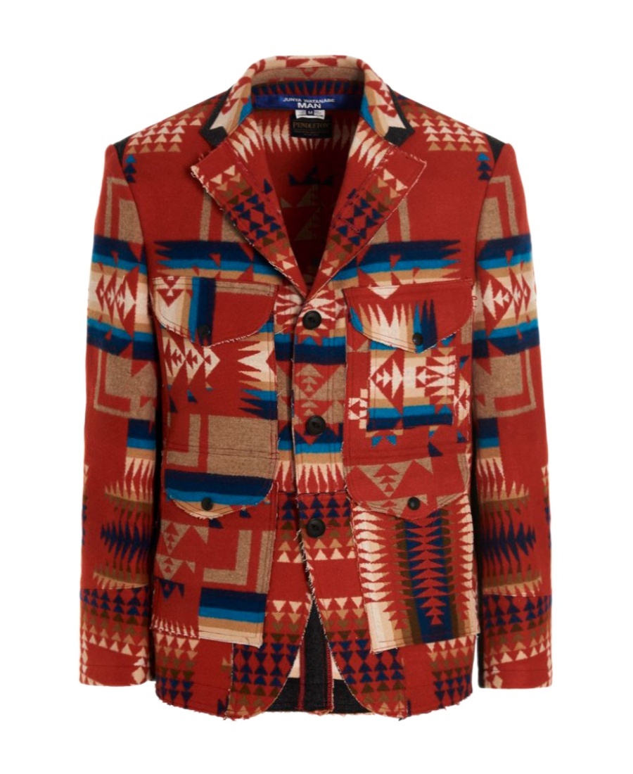 Junya Watanabe 'native Pendleton' Single Breast Jacket In Red