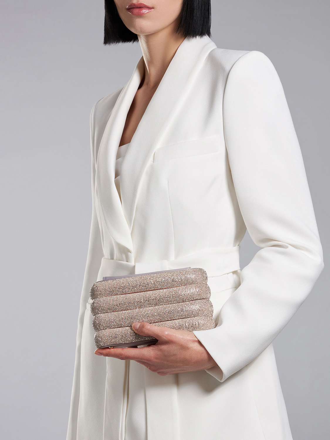 Rosantica Favilla Crystal-embellished Clutch Bag In White