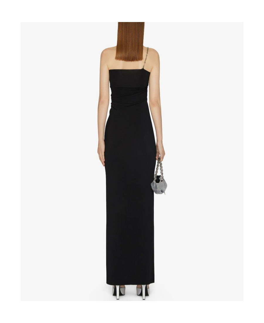 Givenchy Asymmetrical Bustier Gown With G Chain Strap In Black