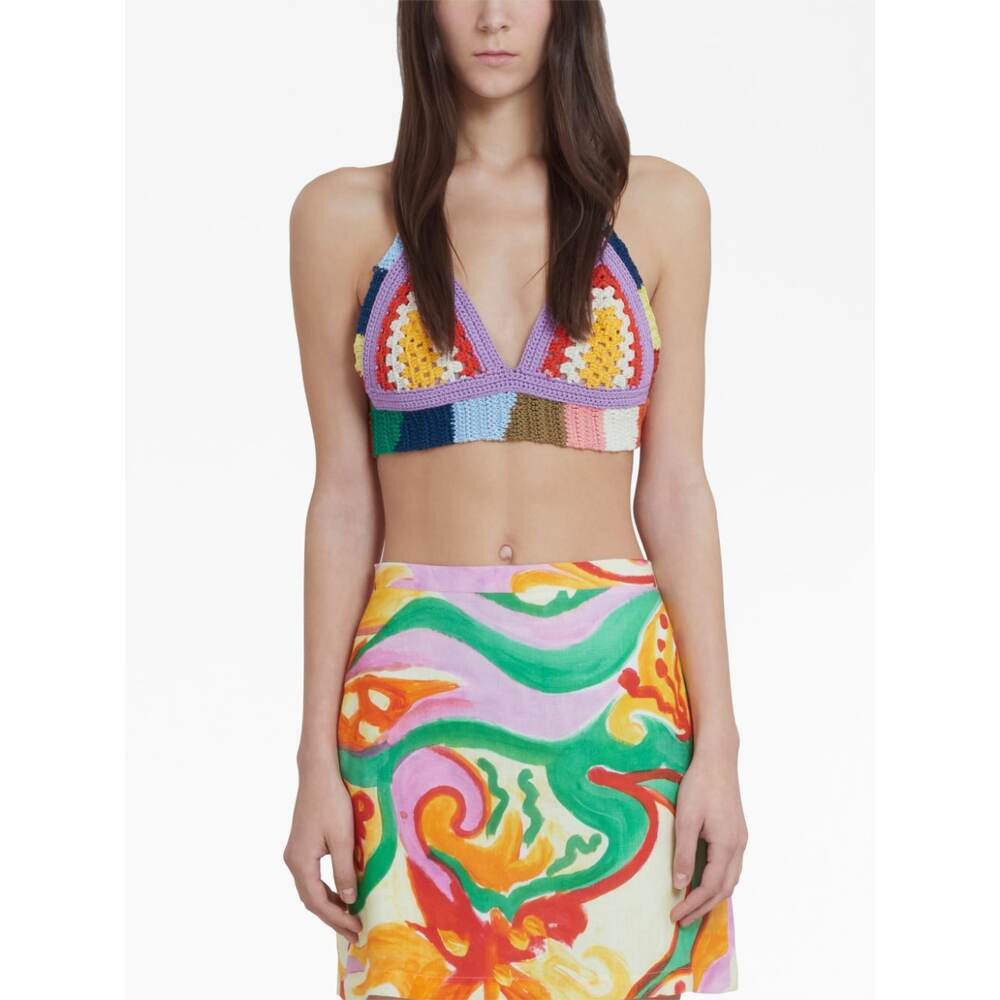 Marni Patch Cotton Bra-top In Multicolor