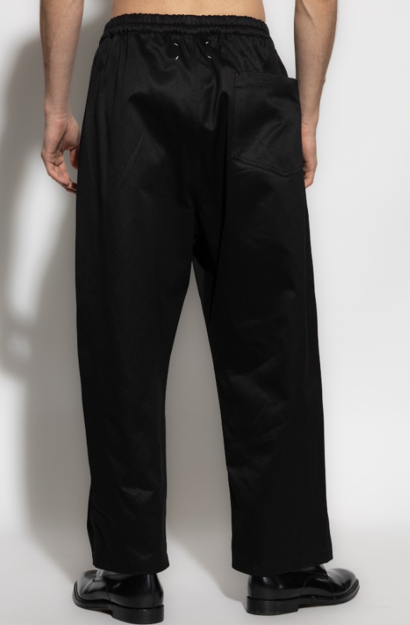 Maison Margiela Pleat-detailed Drawstring Trousers In Black