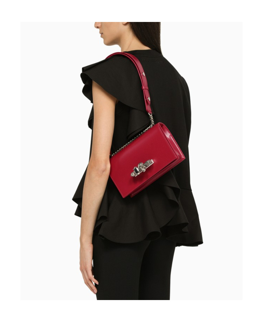 Alexander Mcqueen Jewelled Satchel Mini Shoulder Bag In Red